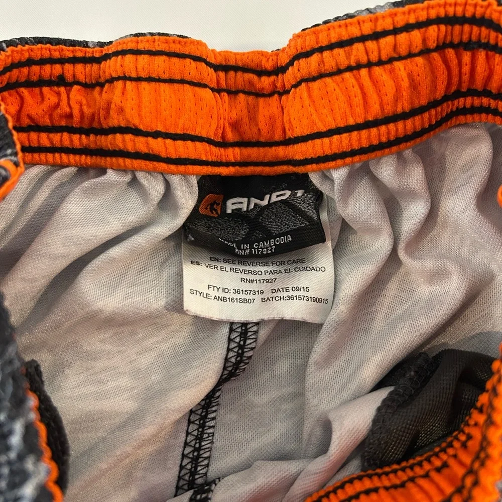 AND1 Boys Basketball Shorts XL 14/16 Black Gray Orange Athletic Shorts